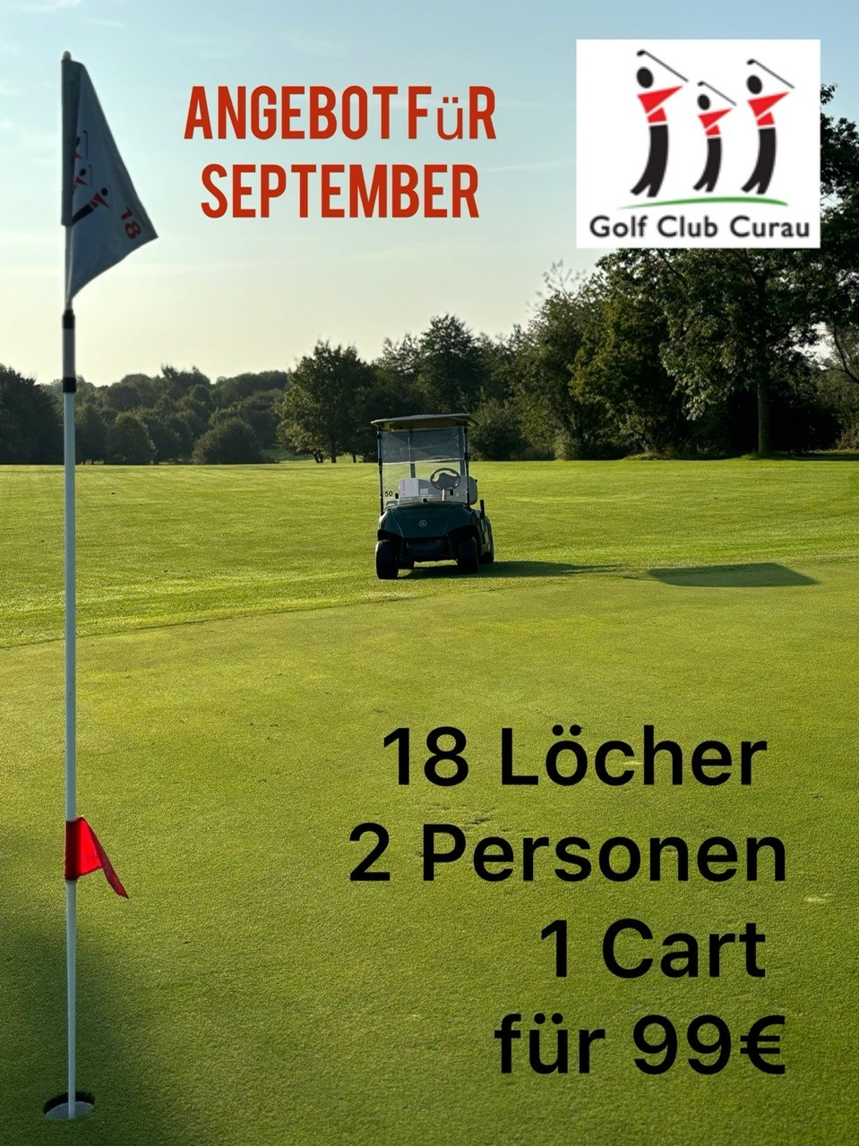 September-Gästeangebot! 2 Pers. 99,- incl. Cart für 18 Löcher